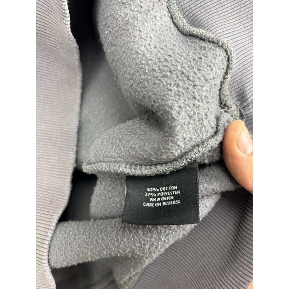 Sherpa Hoodie Mens Medium Gray Pullover Fleece Logo Raglan Kangaroo Pocket - Picture 8 of 9